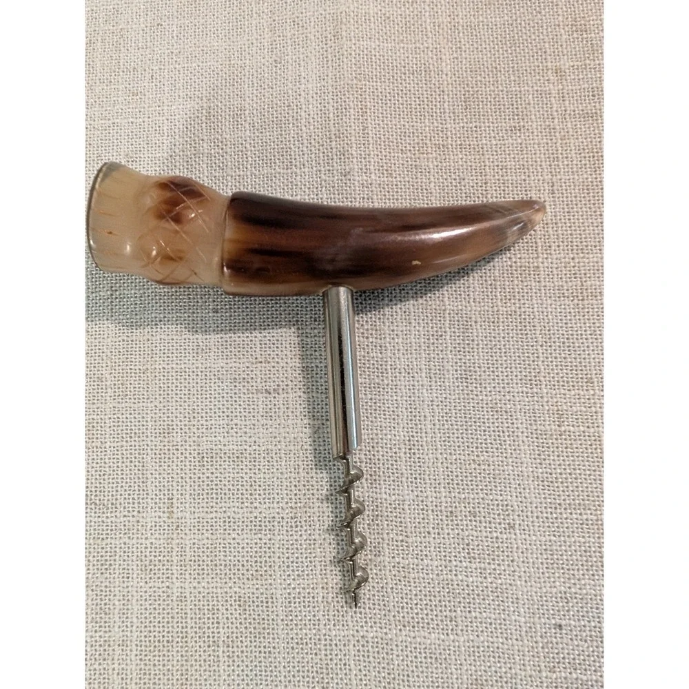 Horn Handle Animal Shape Corkscrew Barware Vintage Decorative